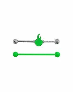 Cheap 🛒 Multi-Pack Green Flame Industrial Barbells 2 Pack – 14 Gauge 👍