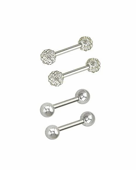 Top 10 π₯° Multi-Pack Paved Titanium Nipple Barbells 4 Pack β 14 Gauge π 4 Top 10 π₯° Multi-Pack Paved Titanium Nipple Barbells 4 Pack β 14 Gauge π - Image 2
