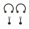 Coupon 🤩 Multi-Pack CZ Black Horseshoe and Labret 4 Pack - 16 Gauge 👍 -Playboy Shop 03730769 a