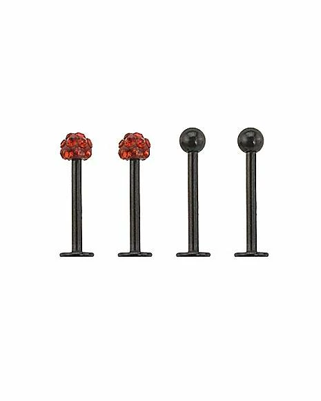 Buy ⭐ Multi-Pack CZ Black and Red Labret Lip Rings 4 Pack - 16 Gauge 🥰 3 Buy ⭐ Multi-Pack CZ Black and Red Labret Lip Rings 4 Pack - 16 Gauge 🥰