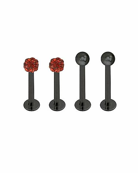 Buy ⭐ Multi-Pack CZ Black and Red Labret Lip Rings 4 Pack - 16 Gauge 🥰 4 Buy ⭐ Multi-Pack CZ Black and Red Labret Lip Rings 4 Pack - 16 Gauge 🥰 - Image 2