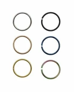 Deals 😉 Multi-Pack Seamless Hoop Nose Rings 6 Pack - 20 Gauge 🥰