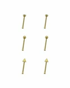 Best Sale ⭐ Multi-Pack Goldtone Nose Pins 6 Pack - 20 Gauge 🧨 -Playboy Shop 03730843 b