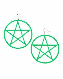 Budget 😉 Green Pentagram Dangle Earrings 😉