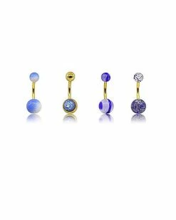 Discount ⌛ Multi-Pack Glitter Blue and Purple Belly Rings 4 Pack – 14 Gauge 😀