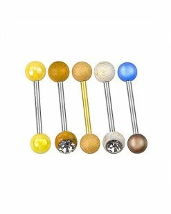 Outlet 🔔 Multi-Pack Blue and Yellow Marble-Effect Barbells 5 Pack – 14 Gauge ✔️