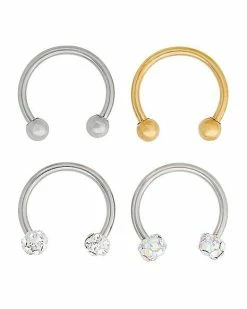 Best deal 😉 Multi-Pack Goldplated and Silvertone CZ Horseshoe Rings 4 Pack - 16 Gauge 👏