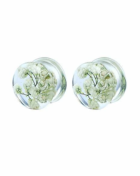 Brand new βοΈ White Flower Double Flare Plugs π₯° 3 Brand new βοΈ White Flower Double Flare Plugs π₯°