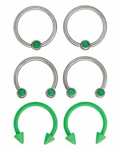 Flash Sale 🎁 Multi-Pack Glow in the Dark Captive Bead And Horseshoe Rings 6 Pack - 16 Gauge 👍
