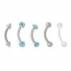Best Sale 🧨 Multi-Pack Faux Opal Silvertone Curved Barbells 5 Pack - 16 Gauge 💯 -Playboy Shop 03732310 a