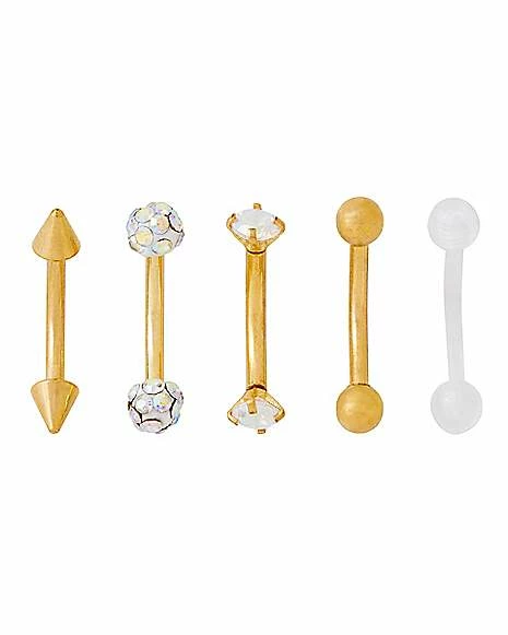 Outlet π Multi-Pack Goldplated CZ Curved Barbells 5 Pack - 16 Gauge β¨ 4 Outlet π Multi-Pack Goldplated CZ Curved Barbells 5 Pack - 16 Gauge β¨ - Image 2