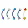 Promo 👏 Multi-Pack CZ Iridescent Curved Barbells 5 Pack - 16 Gauge 🔔