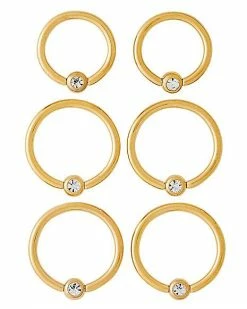 Flash Sale ✔️ Multi-Pack CZ Goldplated Captive Rings 6 Pack – 16 Gauge 👍