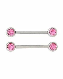 Coupon 💯 Pink CZ Titanium Nipple Barbells – 14 Gauge 🎁