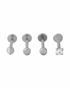 Buy 🌟 Multi-Pack CZ Titanium Labret Lip Rings 4 Pack – 16 Gauge 🌟