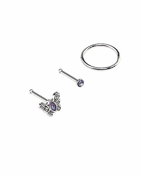 Outlet 🧨 Multi-Pack Butterfly Bone and Hoop Nose Rings 3 Pack - 20 Gauge 🥰 3 Outlet 🧨 Multi-Pack Butterfly Bone and Hoop Nose Rings 3 Pack - 20 Gauge 🥰