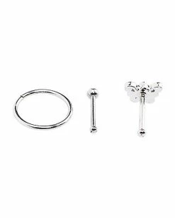 Outlet 🧨 Multi-Pack Butterfly Bone and Hoop Nose Rings 3 Pack - 20 Gauge 🥰 9 Outlet 🧨 Multi-Pack Butterfly Bone and Hoop Nose Rings 3 Pack - 20 Gauge 🥰 -Playboy Shop 03732864 d