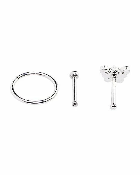 Outlet 🧨 Multi-Pack Butterfly Bone and Hoop Nose Rings 3 Pack - 20 Gauge 🥰 6 Outlet 🧨 Multi-Pack Butterfly Bone and Hoop Nose Rings 3 Pack - 20 Gauge 🥰 - Image 4
