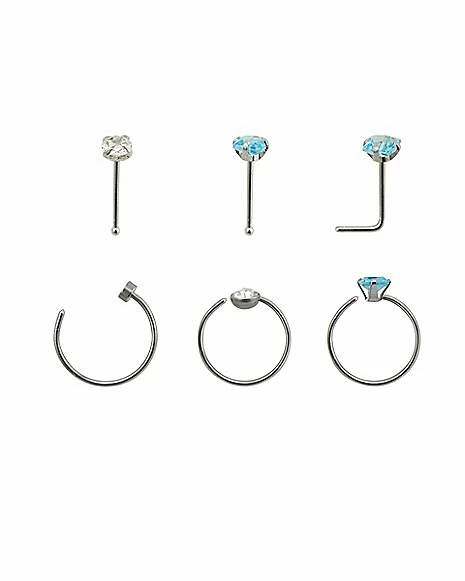Budget π€© Multi-Pack Square CZ Hoop and Bone Nose Rings 6 Pack β 22 Gauge π 4 Budget π€© Multi-Pack Square CZ Hoop and Bone Nose Rings 6 Pack β 22 Gauge π - Image 2