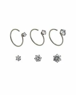 Budget 😍 Multi-Pack CZ Bone Nose Rings and Hoop Nose Rings 6 Pack - 20 Gauge ✨ -Playboy Shop 03732906 a