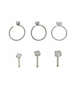 Budget 😍 Multi-Pack CZ Bone Nose Rings and Hoop Nose Rings 6 Pack - 20 Gauge ✨ -Playboy Shop 03732906 b