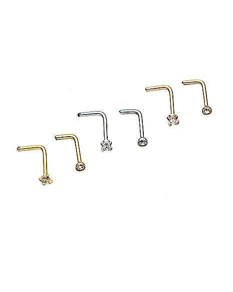 Deals π― Multi-Pack CZ Goldtone L Bend Nose Rings 6 Pack β 18 Gauge β 3 Deals π― Multi-Pack CZ Goldtone L Bend Nose Rings 6 Pack β 18 Gauge β