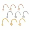 Hot Sale 🎁 Multi-Pack Star and Heart Screw Nose Rings 9 Pack – 20 Gauge 🤩 -Playboy Shop 03734142 a