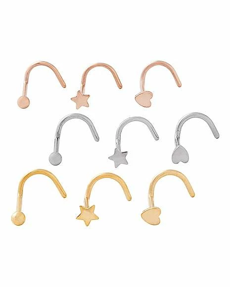 Hot Sale π Multi-Pack Star and Heart Screw Nose Rings 9 Pack β 20 Gauge π€© 3 Hot Sale π Multi-Pack Star and Heart Screw Nose Rings 9 Pack β 20 Gauge π€©