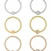 Hot Sale ❤️ Multi-Pack CZ Rose Gold Plated Hoop Nose Rings 6 Pack – 20 Gauge 👍 -Playboy Shop 03734159 a