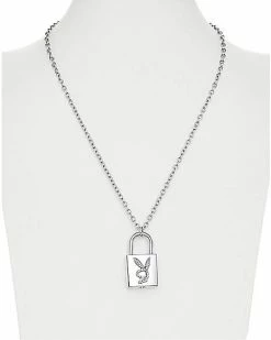 Best Pirce 🌟 Clear CZ Padlock Playboy Bunny Necklace 🧨