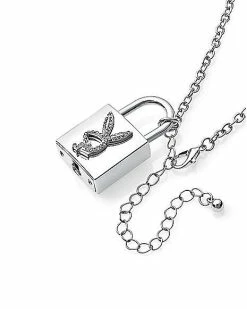 Best Pirce 🌟 Clear CZ Padlock Playboy Bunny Necklace 🧨 -Playboy Shop 03734605 c