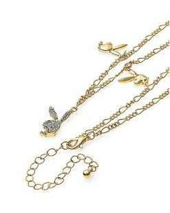 Flash Sale 🔔 Goldtone CZ Dangle Playboy Bunny Necklace 💯 -Playboy Shop 03734613 c