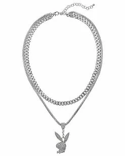 Wholesale π Double Chain CZ Playboy Bunny Necklace π― 6 Wholesale π Double Chain CZ Playboy Bunny Necklace π― -Playboy Shop 03734621 b