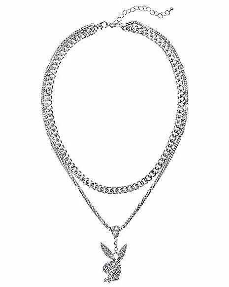 Wholesale π Double Chain CZ Playboy Bunny Necklace π― 4 Wholesale π Double Chain CZ Playboy Bunny Necklace π― - Image 2