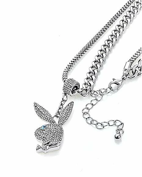 Wholesale π Double Chain CZ Playboy Bunny Necklace π― 5 Wholesale π Double Chain CZ Playboy Bunny Necklace π― - Image 3