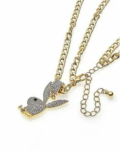 Outlet 💯 Goldtone Double Chain CZ Playboy Bunny Necklace 🥰 -Playboy Shop 03734639 c