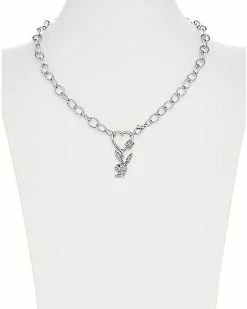 Best deal ✨ Clear CZ Heart Playboy Bunny Chain Necklace 🥰