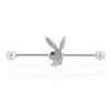 Cheap 😍 Glitter Playboy Bunny Industrial Barbell - 14 Gauge 🎁 -Playboy Shop 03735198 a