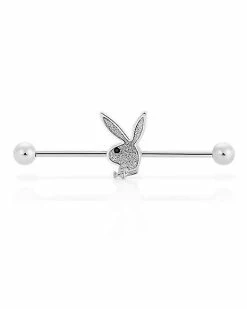 Cheap 😍 Glitter Playboy Bunny Industrial Barbell - 14 Gauge 🎁