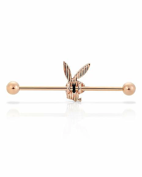 Promo π Rose Goldtone Black Glitter Playboy Bunny Industrial Barbell - 14 Gauge β€οΈ 4 Promo π Rose Goldtone Black Glitter Playboy Bunny Industrial Barbell - 14 Gauge β€οΈ - Image 2