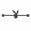 Best Sale 😉 Black Glitter Playboy Bunny Industrial Barbell - 14 Gauge 👏 -Playboy Shop 03735255 a