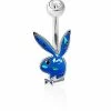 Top 10 😉 Blue Glitter CZ Playboy Bunny Belly Ring - 14 Gauge 😍 -Playboy Shop 03735404 a
