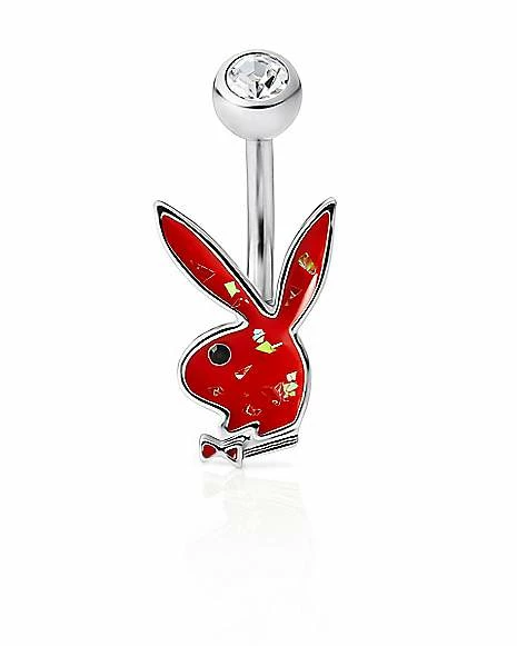 Wholesale β Red Glitter CZ Playboy Bunny Belly Ring - 14 Gauge π 3 Wholesale β Red Glitter CZ Playboy Bunny Belly Ring - 14 Gauge π