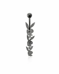 Coupon 🥰 Black Clear CZ Playboy Bunny Head Belly Ring - 14 Gauge ❤️ -Playboy Shop 03735446 b