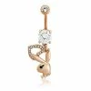 Buy 👏 Rose Goldtone Clear CZ Playboy Bunny Heart Dangle Belly Ring - 14 Gauge 🛒 -Playboy Shop 03735453 a