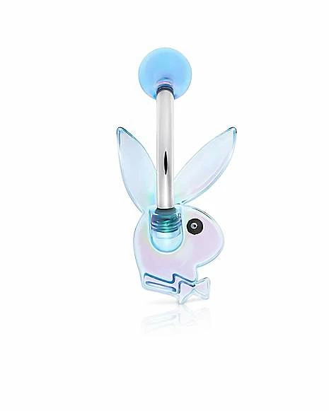 Hot Sale π Blue Iridescent Playboy Bunny Belly Ring - 14 Gauge π₯ 4 Hot Sale π Blue Iridescent Playboy Bunny Belly Ring - 14 Gauge π₯ - Image 2