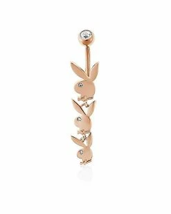 Flash Sale 🎉 Rose Goldtone Clear CZ Playboy Bunny Head Belly Ring - 14 Gauge 🧨
