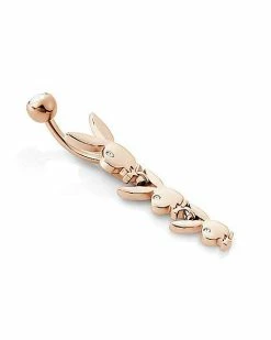 Flash Sale 🎉 Rose Goldtone Clear CZ Playboy Bunny Head Belly Ring - 14 Gauge 🧨 -Playboy Shop 03735487 c
