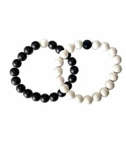 Wholesale 👏 White and Black Long Distance Beaded Bracelets - 2 Pack 👍