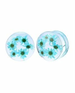 Flash Sale 🥰 Blue Flower Resin Double Flare Plugs 🎉